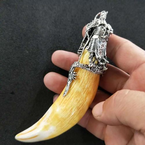 Collier Pendentif Amulette À Dents Pour Hommes, Tigre, Loup, Aigle, Alliage Ethnique, Décor Garçon