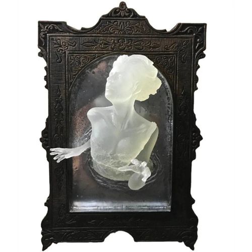 Femmes - Décoration Murale Fantôme Dans Le Miroir, Décor D'halloween Phosphorescent, Sculptures Murales D'horreur 3d, Ornements De Statue Shoous En Résine