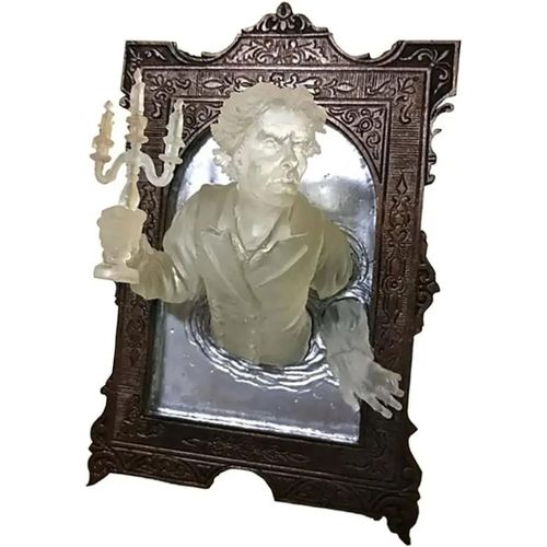 Homme - Décoration Murale Fantôme Dans Le Miroir, Décor D'halloween Phosphorescent, Sculptures Murales D'horreur 3d, Ornements De Statue Shoous En Résine