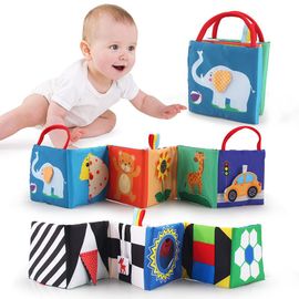 Livre Tissu Bébé,Livres en Tissu Doux pour Bébés Pliable pour 0-12 Mois et Tout-Petits,Favorise Développement Cerveau Bébé Réutilisable(B)