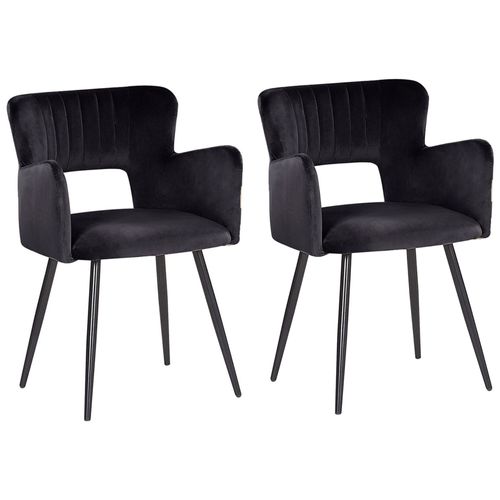 Chaise De Salle À Manger Set De 2 Velours Noir Sanilac