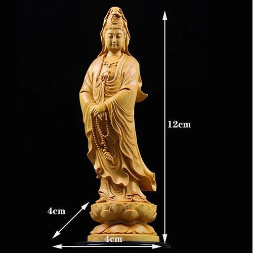 12 Cm - Statue De Bouddha Guanyin Carimplantée En Bois, Figurines Décoratives, Feng Shui Chinois, Pour La Maison, Le Salon, La Fortune