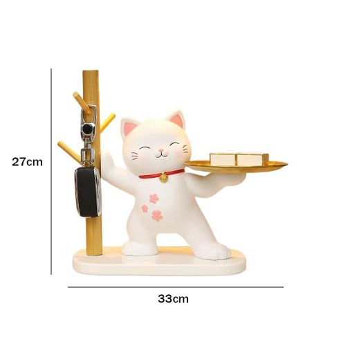 Statue De Chat En Résine Moderne Nordique, Figurine De Lapin Mignon, Porte-Clés, Support De Rangement, Assiette En Verre, Collation, Bonbons, Décoration De La Maison
