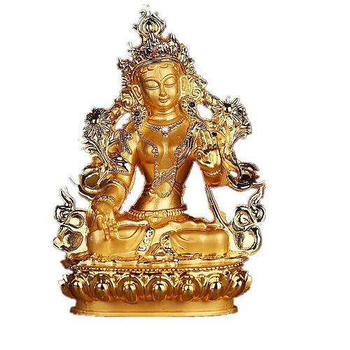 Or - 14x8cm - Tara Vert Efficace En Alliage D'or 14cm, Dorure, Bouddha, Métal, Bouddhiste, Fournitures, Maison, Bureau, Décoration, Statue, Artisanat
