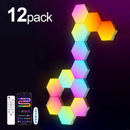 Applique Murale Hexagonale Intelligente Rvb,Changement De Documents,Veilleuse Ambiante,Forme De Musique ,Dangthm Pour Salle De Jeux,Chambre À Coucher Intelligente - Type 12 Pack #C