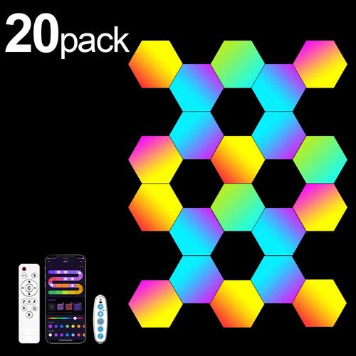 Applique Murale Hexagonale Intelligente Rvb,Changement De Documents,Veilleuse Ambiante,Forme De Musique ,Dangthm Pour Salle De Jeux,Chambre À Coucher Intelligente - Type 20 Pack #C