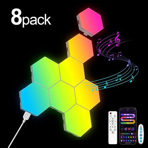 Applique Murale Hexagonale Intelligente Rvb,Changement De Documents,Veilleuse Ambiante,Forme De Musique ,Dangthm Pour Salle De Jeux,Chambre À Coucher Intelligente - Type 8 Pack #A