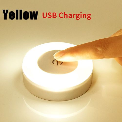Lampe De Poche À Capteur Led,Base Magnétique,Applique Murale,Aste Par Usb,Ronde,Portable,Gradation,Lumière Douce,3 Modes - Type Yellow