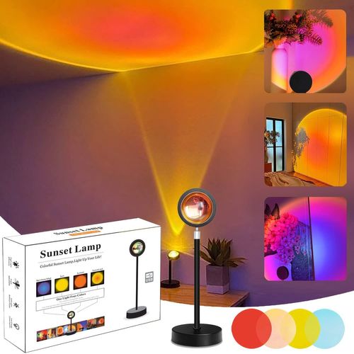 Projecteur De Coucher De Soleil Arc-En-Ciel Intelligent Bluetooth,Pour La Maison,Café,Arrière-Plan,Décoration Murale,Lampe De Table - Type 4 Colors Sunset