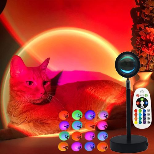 Projecteur De Coucher De Soleil Arc-En-Ciel Intelligent Bluetooth,Pour La Maison,Café,Arrière-Plan,Décoration Murale,Lampe De Table - Type 16 Colors Remote