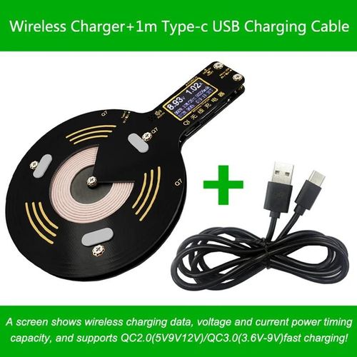 Le Noir - Testeur De Téléphone Portable, Chargeur Sans Fil Qi, Pour Iphone X 8 Plus, Samsung Galaxy S8 S9 S7, Chargeur Rapide Usb, Écran Lcd