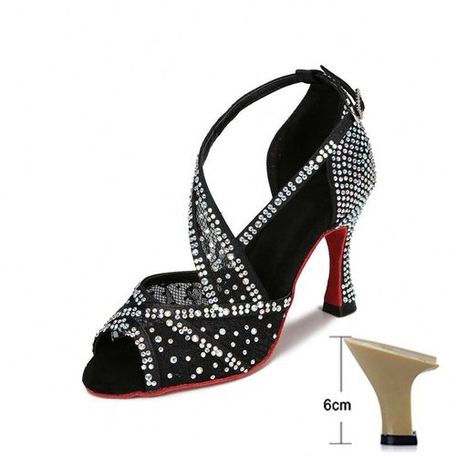 Chaussures De Brevlatine En Maille Respirante Pour Femme Sandales D'nikà Talons Hauts En Diamant Doux Astronomique Pour Jazz Tango Et Sasaté 2024