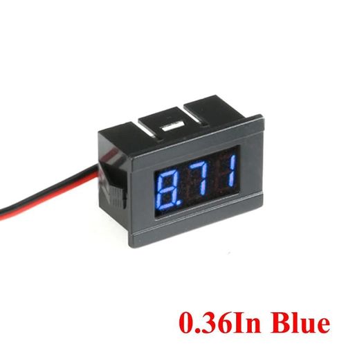 0.36in Bleu - Voltmètre numérique, voltmètre numérique, compteur de tension rouge/bleu/vert pour moto et voiture 6V 12V