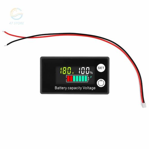 UN - Voltmètre numérique DC 8 100V avec écran LCD, batterie au plomb et Lithium, voltmètre numérique à deux fils avec fonction'alarme