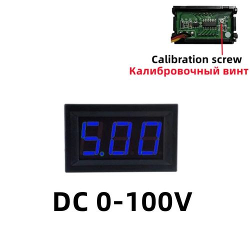 bleu - Voltmètre numérique DC 0 100V, voltmètre numérique, panneau de tension, rouge/bleu/vert, pour électromobile, moto, voiture