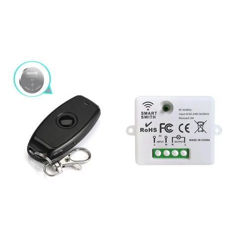 1 télécommande 1 récepteur - Interrupteur À Télécommande Sans Fil Rf 433mhz, Mini Récepteur Relais On/off, Transmetteur Pour Ventilateur D'ampoule Led, Ac 110/220v
