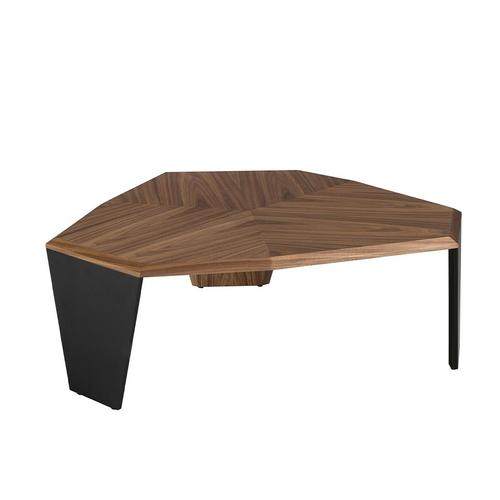 Table Basse Asymétrique En Noyer Et Pvc Noir