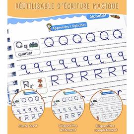 Cahier D'Écriture Magique,Réutilisable Cahier Calligraphie Enfant 3 - 7  Ans,Pour Numéros,Mathématiques,Dessin,Alphabet,Avec Stylo