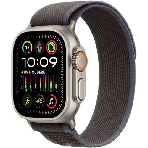 Apple Watch Ultra 2 Gps + Cellular 49 Mm Boîtier En Titane Avec Boucle Trail Bleu Et Noir M/L