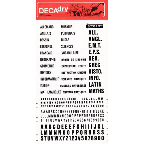 Decadry - Lettres Transfert - Scolaire