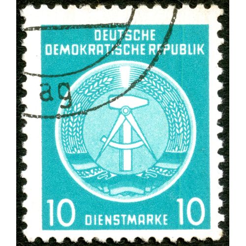 Timbre Oblitéré Deutsche Demokratische Republik 10 Dienstmarke