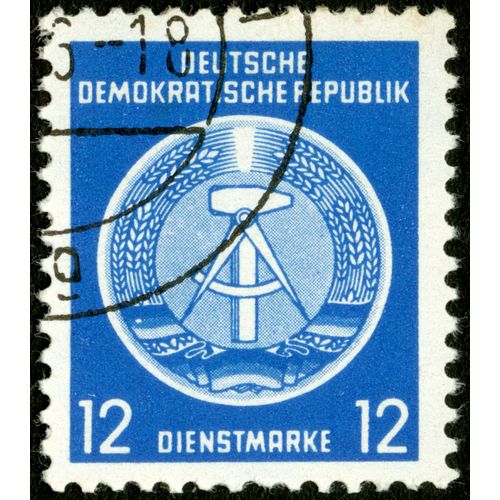 Timbre Oblitéré Deutsche Demokratische Republik, 12 Dienstmarke