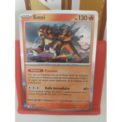 Carte Pokemon Entei 030/197 Holo Obf Flammes Obsidiennes