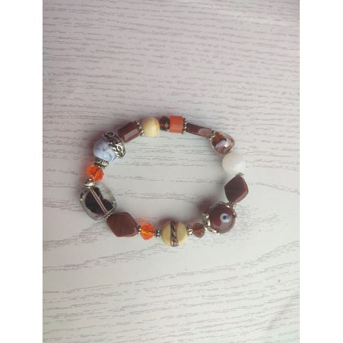 Bracelet En Perles De Verre Et Métal Fait Main