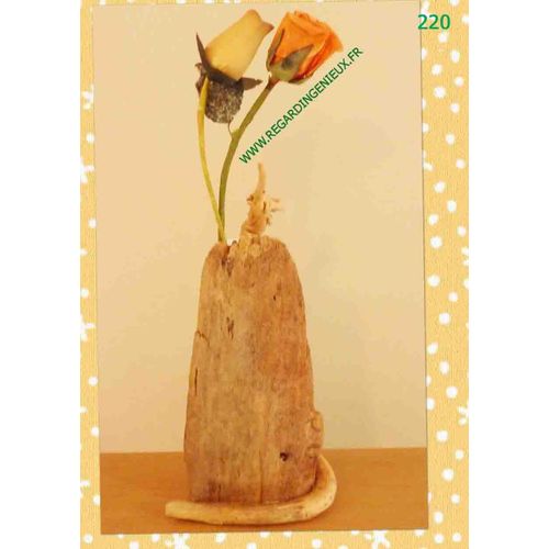 SOLIFLORE/ VASE BOIS FLOTTE N°220. FABRICATION ARTISANALE.