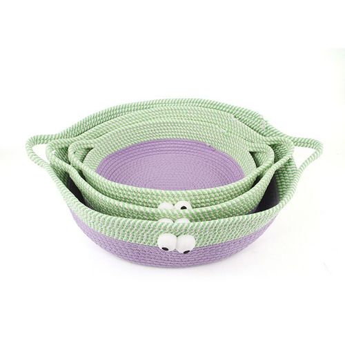 Nid De Chat De Dessin Animé Dopamine Rotin Tricot Panier Nid De Chat Dormir Nid Pour Animaux De Compagnie - Vert S