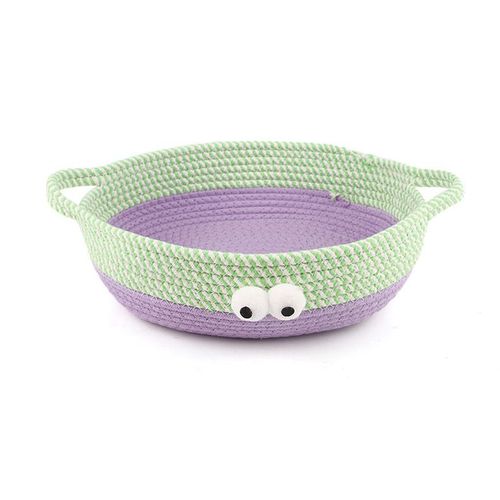 Nid De Chat De Dessin Animé Dopamine Rotin Tricot Panier Nid De Chat Dormir Nid Pour Animaux De Compagnie - Vert L