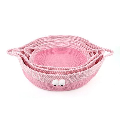 Nid De Chat De Dessin Animé Dopamine Rotin Tricot Panier Nid De Chat Dormir Nid Pour Animaux De Compagnie - Rose L
