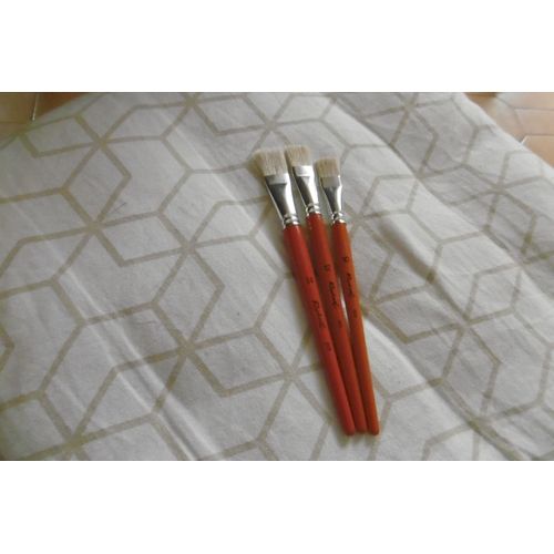 Pinceaux Brosses Plate Soie Blanc Raphael N° 10/12/14 Lot De 3