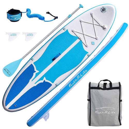 Feath-R-Lite-Inflatable Stand Up Paddle Board, Foldable Inflatable Paddle Board, Adult Inflatable Paddle - 305x 80x 15cm - Bleu Clair