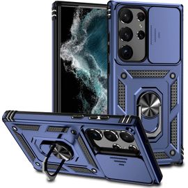 Coque Pour Samsung Galaxy S23 Ultra 5g,Anneau Support Full Bodytection De La Camera,Qualite Militaire Antichoc Bumper Housse Etui Marine