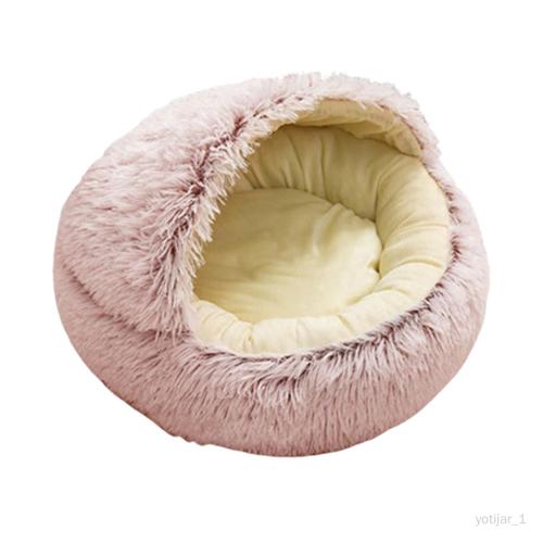 Lit Apaisant Pour , Coussin Doux En Peluche Pour Et Chat Avec Fond Antidérapant En Éponge Confortable Pour Petits Animaux De - 50cm Rose