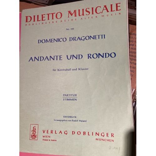 Domenico Dragonetti Andante Und Rondo D-Dur D Majeur Partition Contrebasse