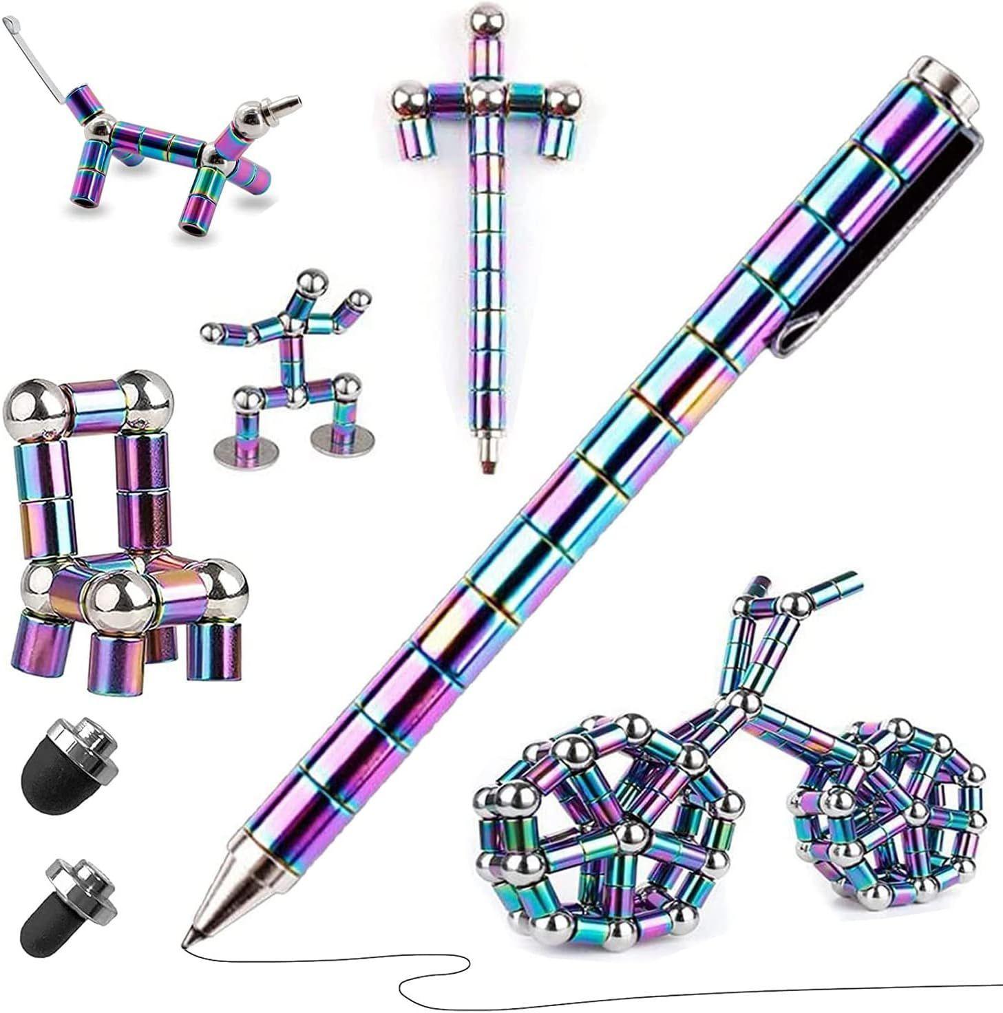 Stylo jouet, stylo magnétique en métal de décompression, stylo d'écriture  aimant déformable multifonctionnel, élimine la