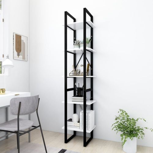 Vidaxl Bibliothèque À 5 Niveaux Blanc 40x30x175 Cm Bois Ingénierie