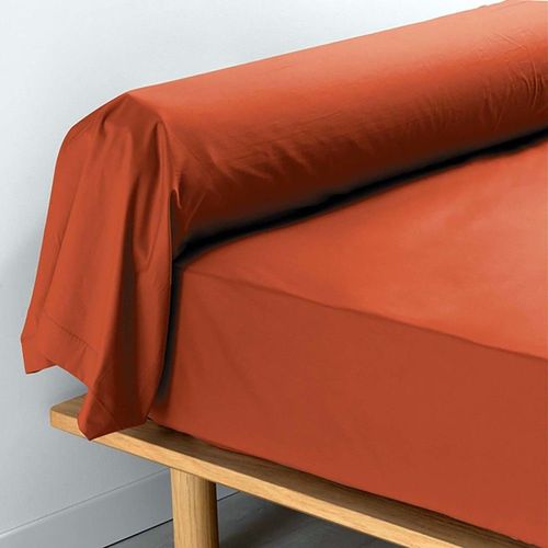 Taie De Traversin 85x185 Cm Percale Rouge Argile |Homeflair