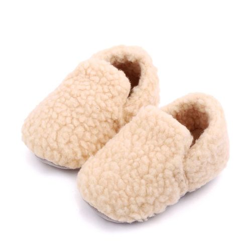 1 Paire De Chaussures En Coton Blanc Cassé Pour Bébé, Adaptées Aux Bébés De 9 À 12 Mois, Chaussures De Bébé En Peluche Chaussures De Bébé Automne Et Hiver Chaussures De Marche En Peluche Pour Bébé