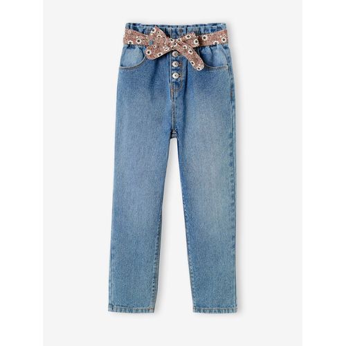 Jean Style Paperbag Et Sa Ceinture Fleurie Fille (Vertbaudet)