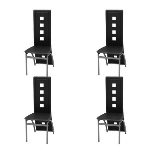 Vidaxl Chaises À Manger Lot De 4 Noir Similicuir