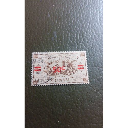 Timbre France Libre Réunion 1945 Oblitéré Ref T36