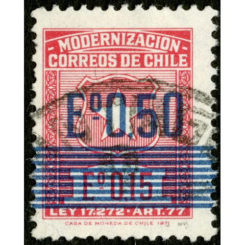 Timbre Oblitéré Correos De Chile, Modernizacion, E 0.15, Ley 17.272 - Art 77