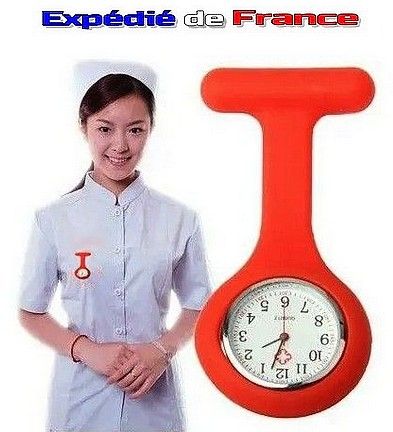 MONTRE INFIRMIERE ROUGE SILICONE SOUPLE MEDICALE AIDE SOIGNANT