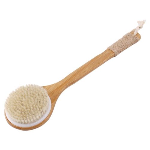 Brosse Pour Le Corps Pour La Peau Sèche, Brosse De Bain Exfoliante, Poils Naturels, Épurateur Arrière Avec Long Manche En Bois Pour La Douche, 3x 