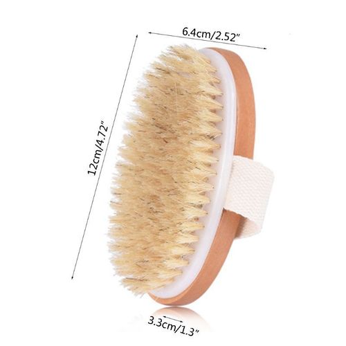Brosse De Bain Ovale En Bois, Poils De Sanglier Naturels Pour Le Corps Sec, Massage Exfoliant, Traitement De La Cellulite, Circulation Sanguine 