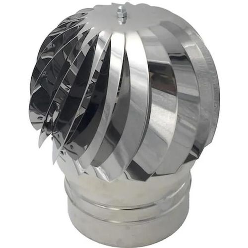 Extracteur de fumées rotatif éolien en inox AISI304 base ronde, chapeau de cheminée Ø 300 mm