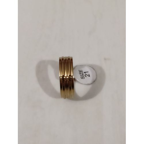 Bague En Acier Inoxydable,Metal Doré,Aspect Ondulé ,Taille 21